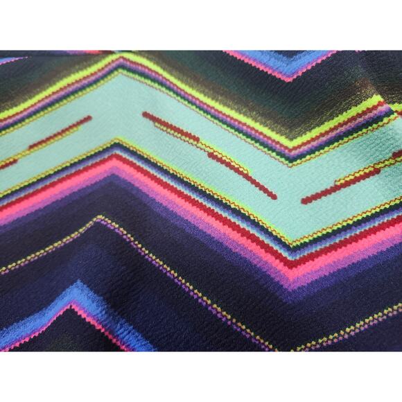 Vtg B Famous USA Futuristic Mini Tiered Peplum Neon Dress L Clubwear Whimsygoth - Picture 6 of 8